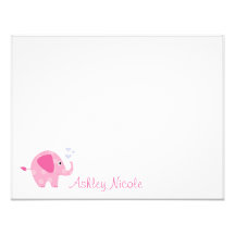 Elefante rosado Notecards plano Invitacion Personal