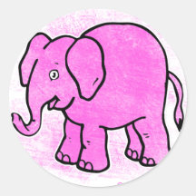 elefante rosado pegatina redonda
