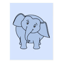 Elefante soñoliento azul. Historieta Tarjeta Postal