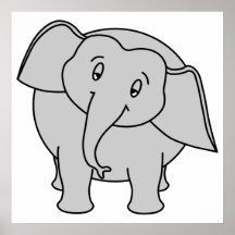 Elefante soñoliento gris. Historieta Poster
