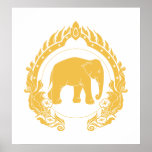 Elefante tailandés (oro) poster