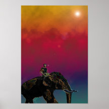Elefante y jinete de Eletric Posters