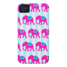 Elefantes de las azules turquesas del trullo de la iPhone 4 Case-Mate carcasas