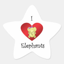 Elefantes del corazón I en amarillo y púrpura Calcomanía Forma De Estrella Personalizadas