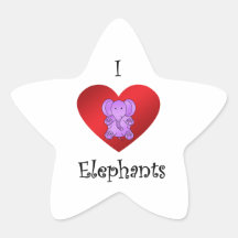 Elefantes del corazón I en púrpura Pegatina