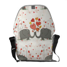 Elefantes del el día de San Valentín Bolsa De Mensajería