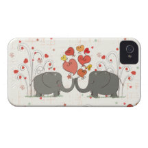 Elefantes del el día de San Valentín iPhone 4 Case-Mate Protectores