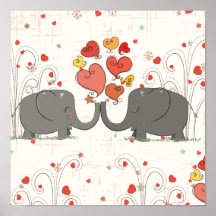 Elefantes del el día de San Valentín Posters
