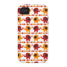 Elefantes rojos y anaranjados lindos que sostienen iPhone 4/4S carcasa