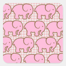 Elefantes rosados bonitos en modelo rosado de la t colcomanias cuadradas personalizadas
