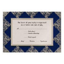 Elegancia 3 del lazo negro de RSVP - damasco de pl Comunicado Personalizado