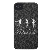 Elegancia blanco y negro del brocado de la danza d iPhone 4 Case-Mate cobertura