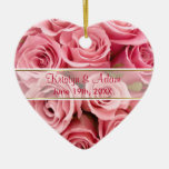 Elegancia color de rosa rosada - personalizar ornamentos de navidad