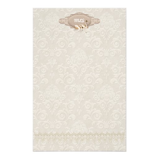Elegancia del cisne del damasco papelería personalizada