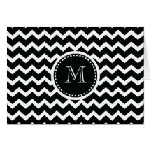 Elegancia retra del zigzag blanco y negro de Chevr Felicitación