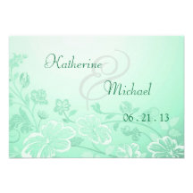 Elegante floral de la verde menta de RSVP Comunicado Personalizado