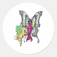 Elfe Einhorn elf unicorn Runde Sticker