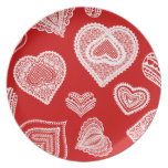 Elija los corazones del Doodle y del cordón del fo Plato De Cena