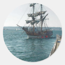 Embarcadero del agua de la navegación del barco de pegatina redonda