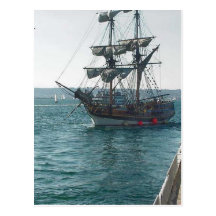 Embarcadero del agua de la navegación del barco de tarjeta postal