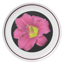 Embase centrado amarillo del negro rosado de la fl plato para fiesta