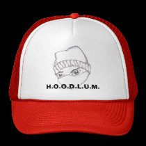 emblema del gorra H.O.O.D.L.U.M. del camionero gorras