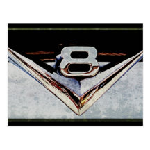 Emblema grande del bloque de V8 del Grunge Tarjetas Postales