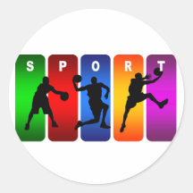 Emblema multicolor del baloncesto etiquetas  