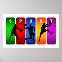 Emblema multicolor del baloncesto impresiones