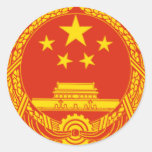 EMBLEMA NACIONAL DE LA GENTE LA REPÚBLICA DE CHINA ETIQUETAS REDONDAS