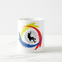 Emblema tricolor de la escalada tazas de café