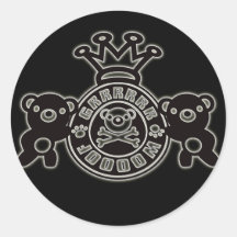 Embroidered_Bear Etiqueta Redonda