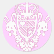 Embroidered_Rabbit Etiqueta Redonda