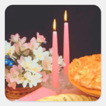 Empanadas y velas de elegancia calcomania cuadradas