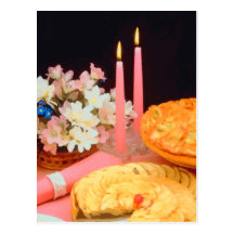 Empanadas y velas de elegancia tarjeta postal
