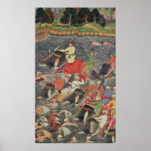 Emperador Akbar que cruza el río el Ganges Posters