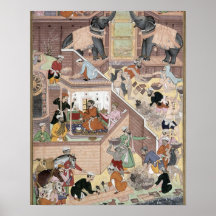 Emperador Akbar (r.1556-1605) que examina el build Posters