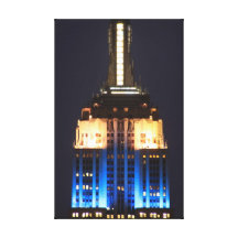 Empire State Building en rosado azul y el blanco - Lona Envuelta Para Galerias
