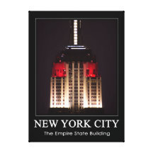 Empire State Building rojo y blanco 1C ascendente  Impresion De Lienzo