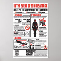 EN CASO DE ATAQUE DEL ZOMBI POSTERS