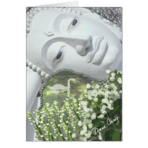 En el jardín - Quan Yin y flores Tarjeton