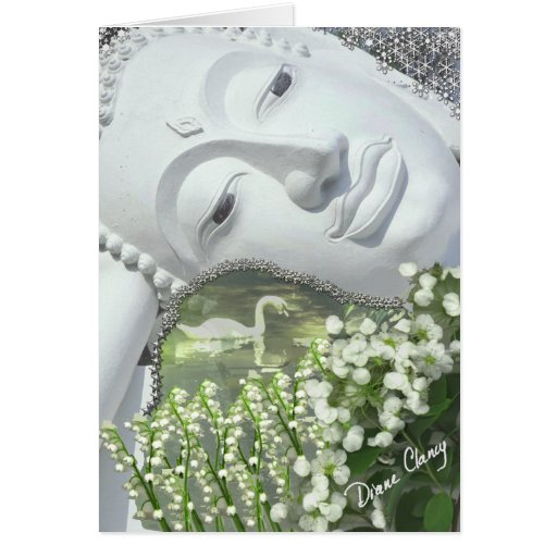 En el jardín - Quan Yin y flores Tarjeton