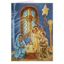 En el pesebre tarjeta