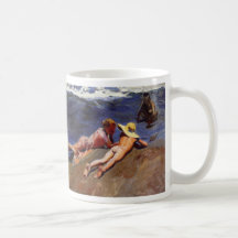 En la arena, playa de Valencia - Joaquín Sorolla Tazas De Café