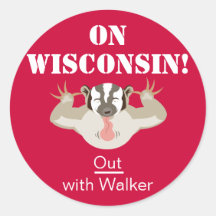 ¡En Wisconsin! ¡_Out con el caminante! Pegatina Redonda