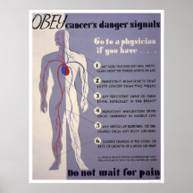 Eñales de peligro del cáncer WPA 1938 Posters