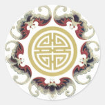 Encanto afortunado del chino de la longevidad etiqueta redonda
