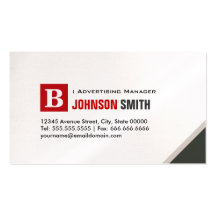 Encargado de publicidad - rojo elegante simple tarjetas de visita