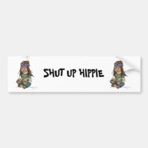 ENCIIERRE AL HIPPIE ETIQUETA DE PARACHOQUE