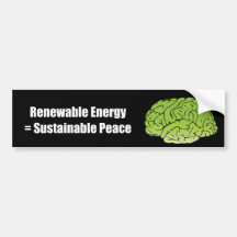 Energía renovable = paz sostenible pegatina de parachoque